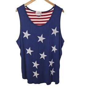 Epilogue Womens 3X Tank Top Sleeveless Red White Blue Stars‎ Stripes Patriotic